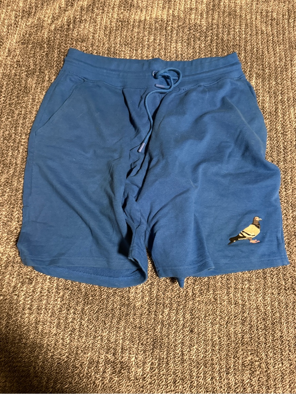 Men's Blue STAPLE Pigeon Embroidered Drawstring Shorts